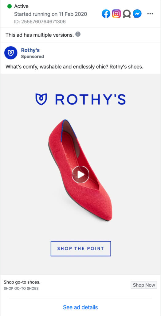 Retargeting remarketing marketing examples from Rothys - by Onward Digital Ltd in Gloucester